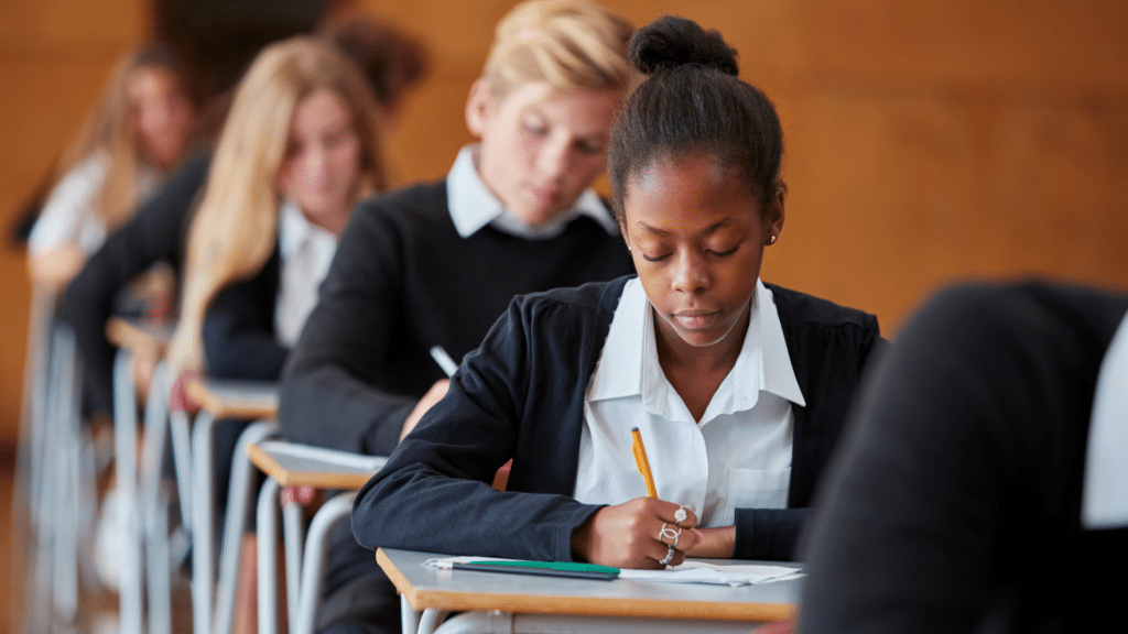 KS4 student in exam hall