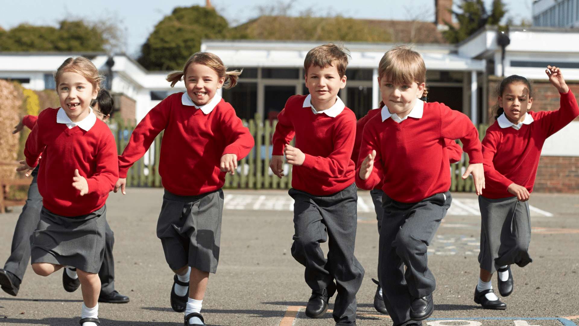 KS1 children running towards camera