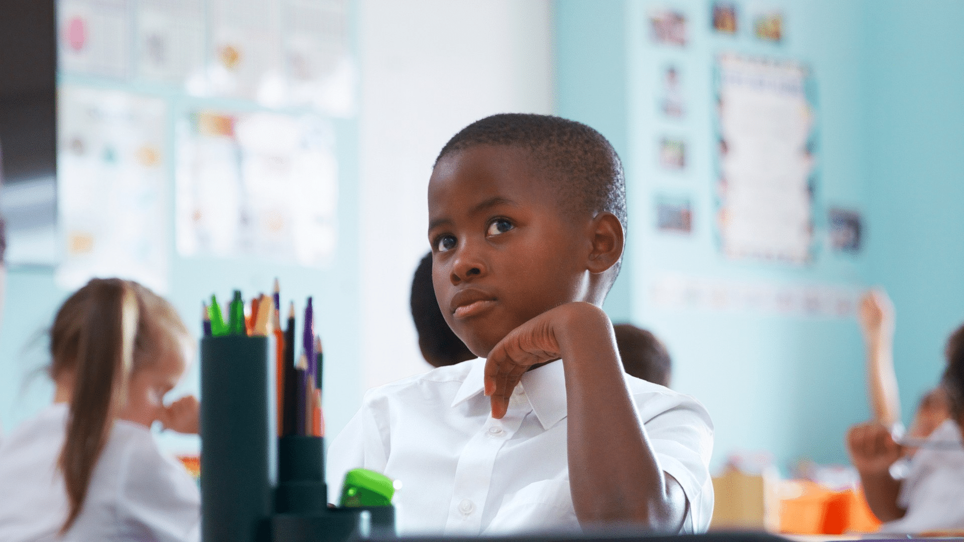 KS1 child working at desk